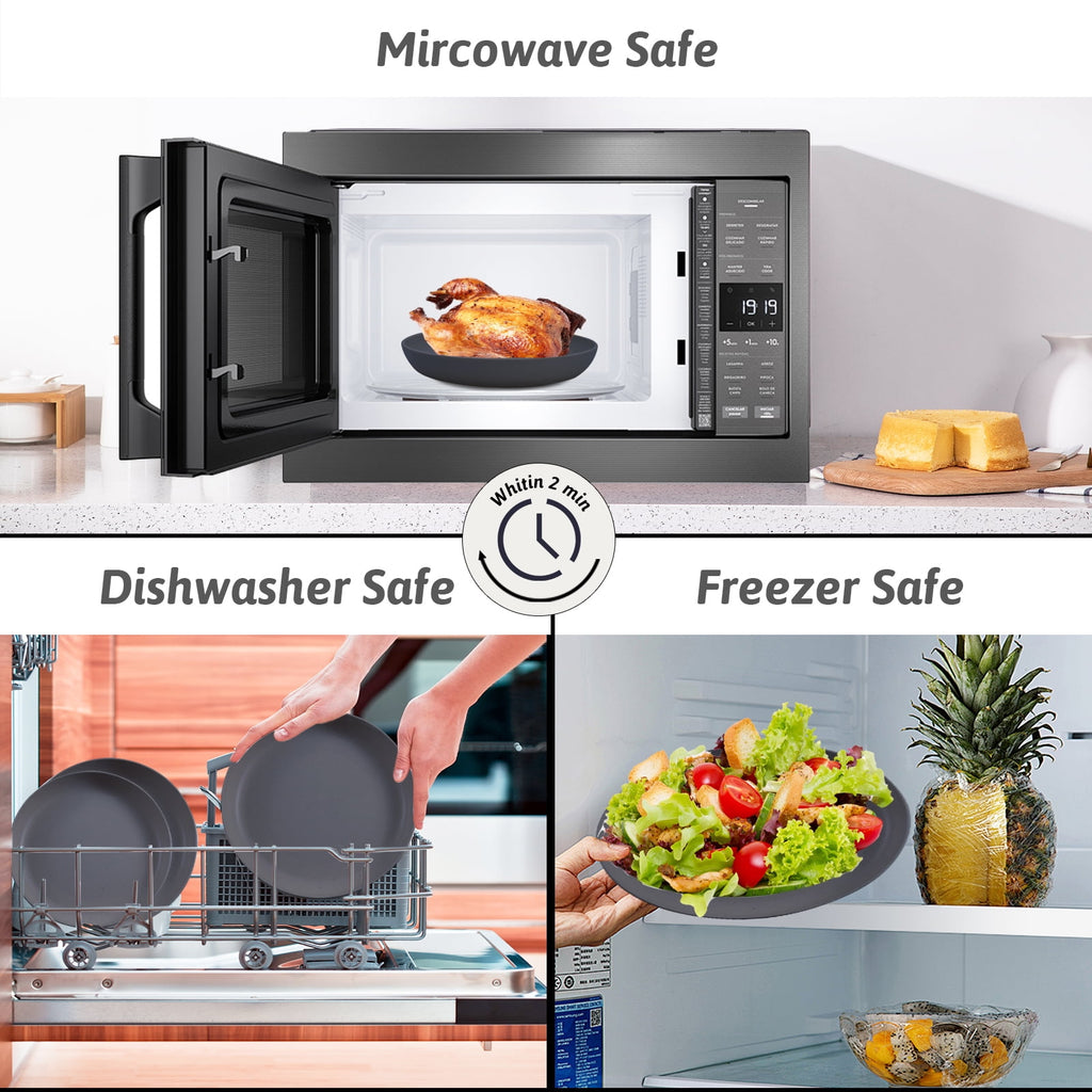 Soulgenix Wheat Straw Dinnerware Sets 32 Pcs, Dinnerware Sets for 8, Unbreakable Microwave Safe, Black