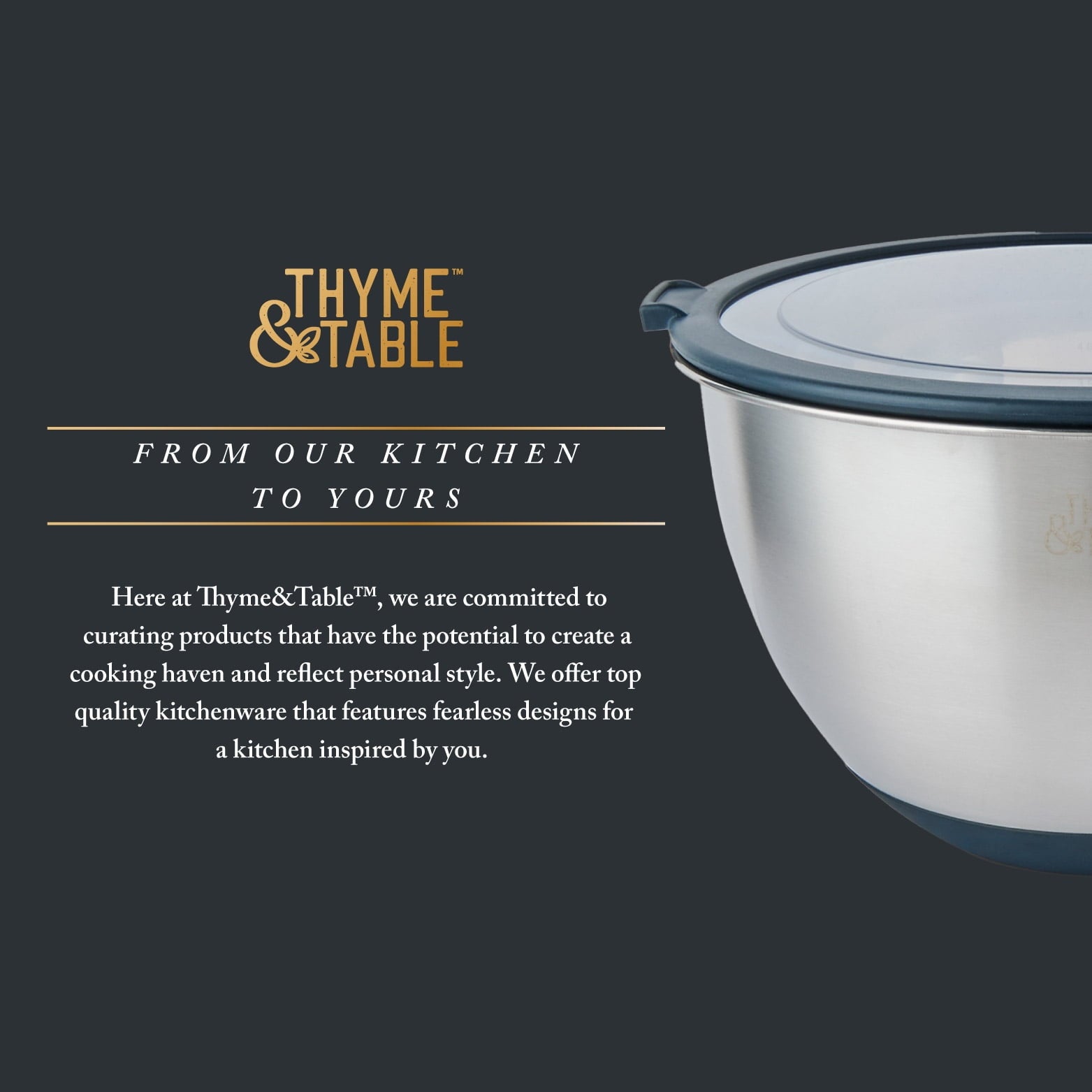 Thyme & Table 6-Piece Nesting Mixing Bowl Set with Easy Grip Transparent Lids - Blue
