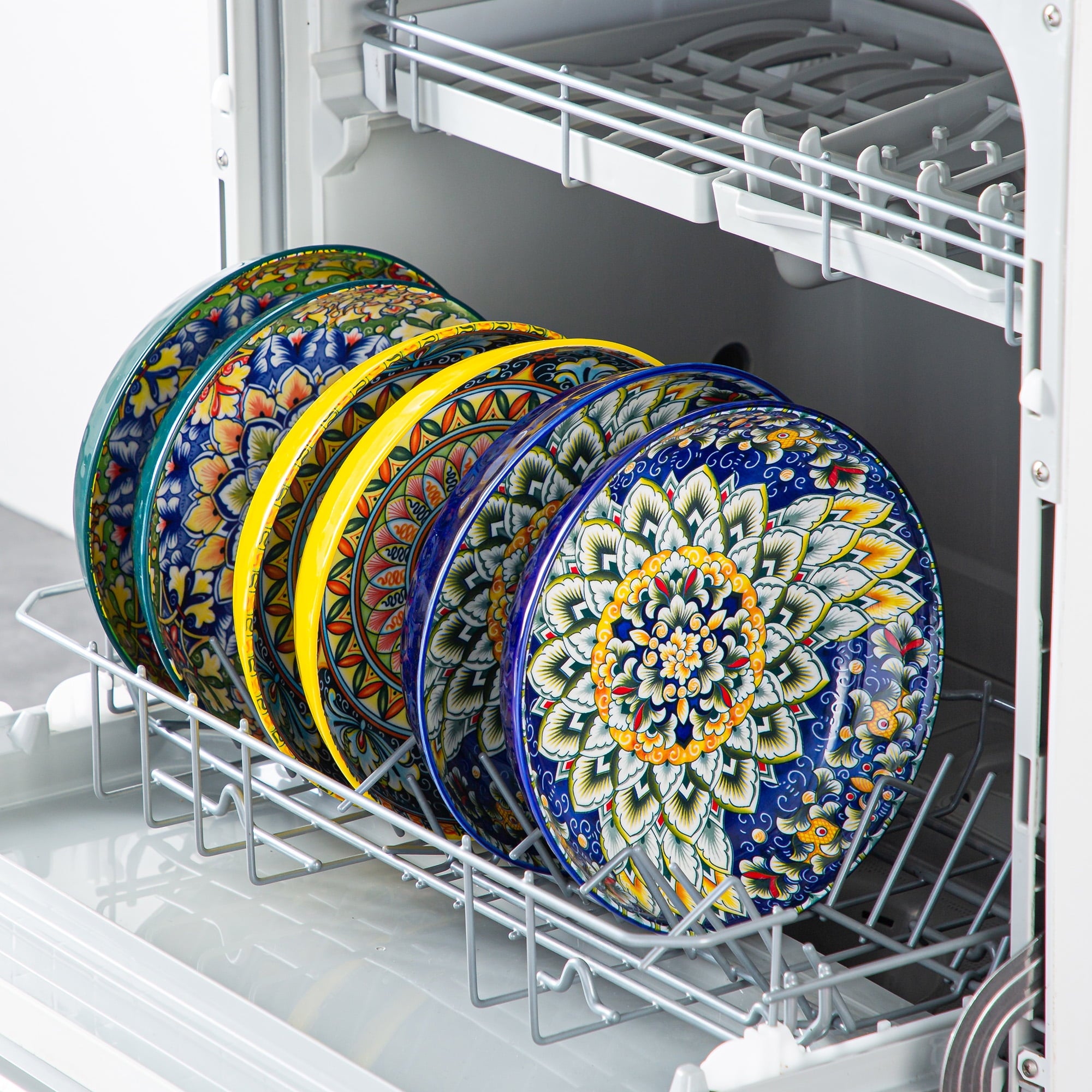 Malacasa 32oz Pasta Bowls, Porcelain Salad Bowls Set of 6, Dishwasher and Microwave Safe, Bohemian Color A