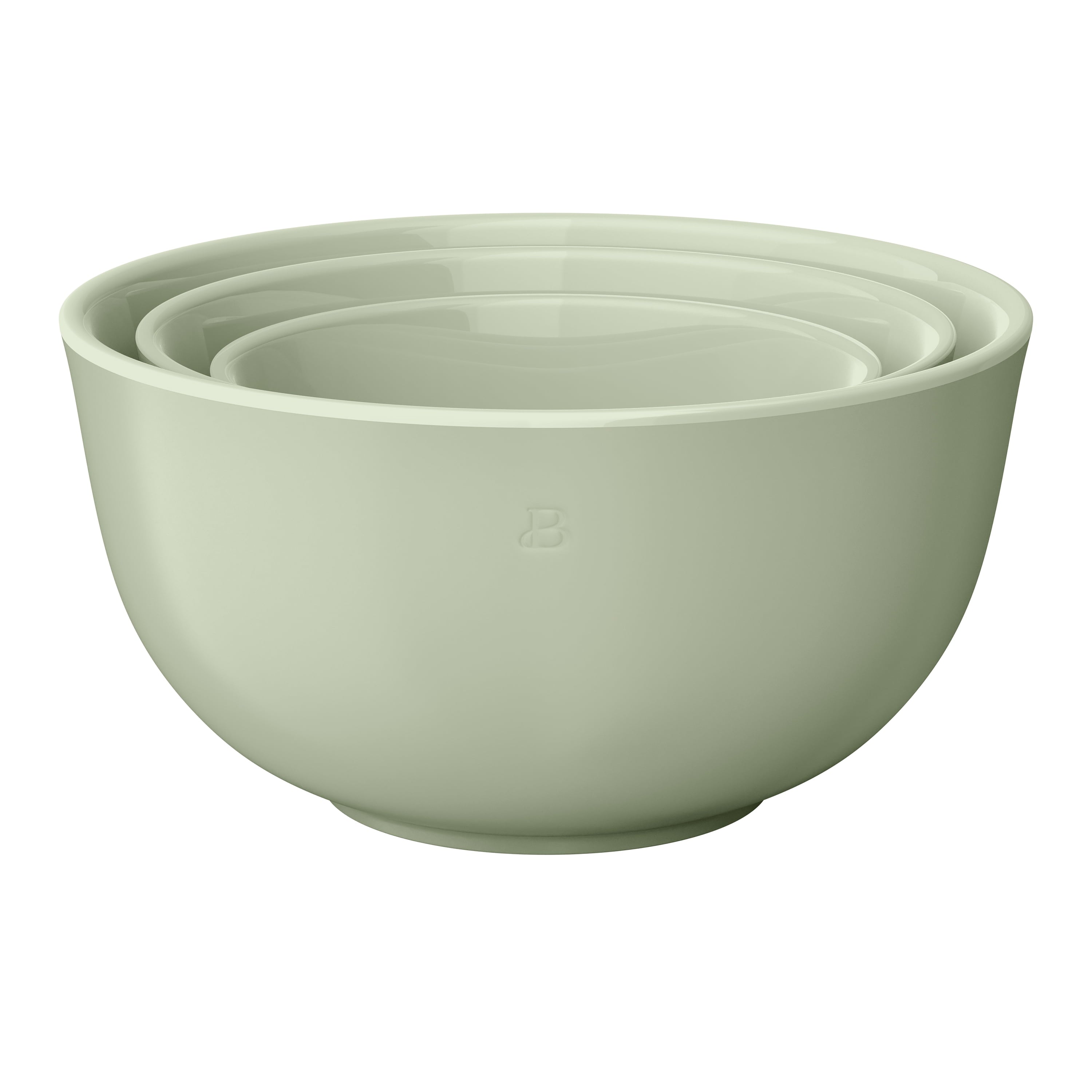 Beautiful 3-Piece Stoneware Nesting Mixing Bowl Set, Porcini Taupe by Drew Barrymore