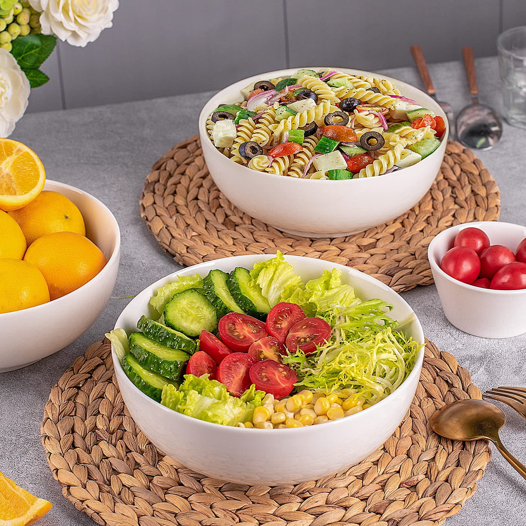 Delling Ceramic Mixing Bowls Set with 3 Piece for Pasta, Soup and Salad, Serving Bowls, White