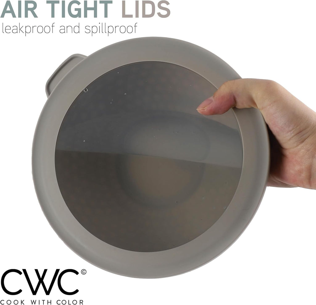 COOK WITH COLOR 12-Pc Mixing Bowls with Lids Set Plastic Bowls for Kitchen, Mint Embossed