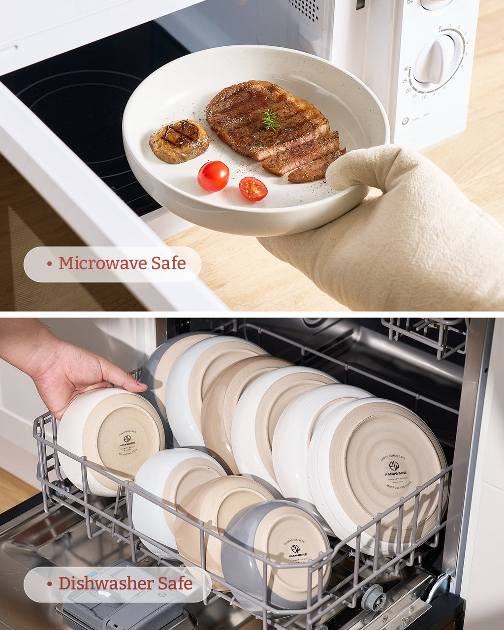 Famiware Milkyway 4-Piece Stoneware 33 oz Pasta Bowl Set, White